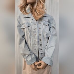 Brand New With Tag Chico's Light Blue Denim Jacket. Classic Button Front. Size 1